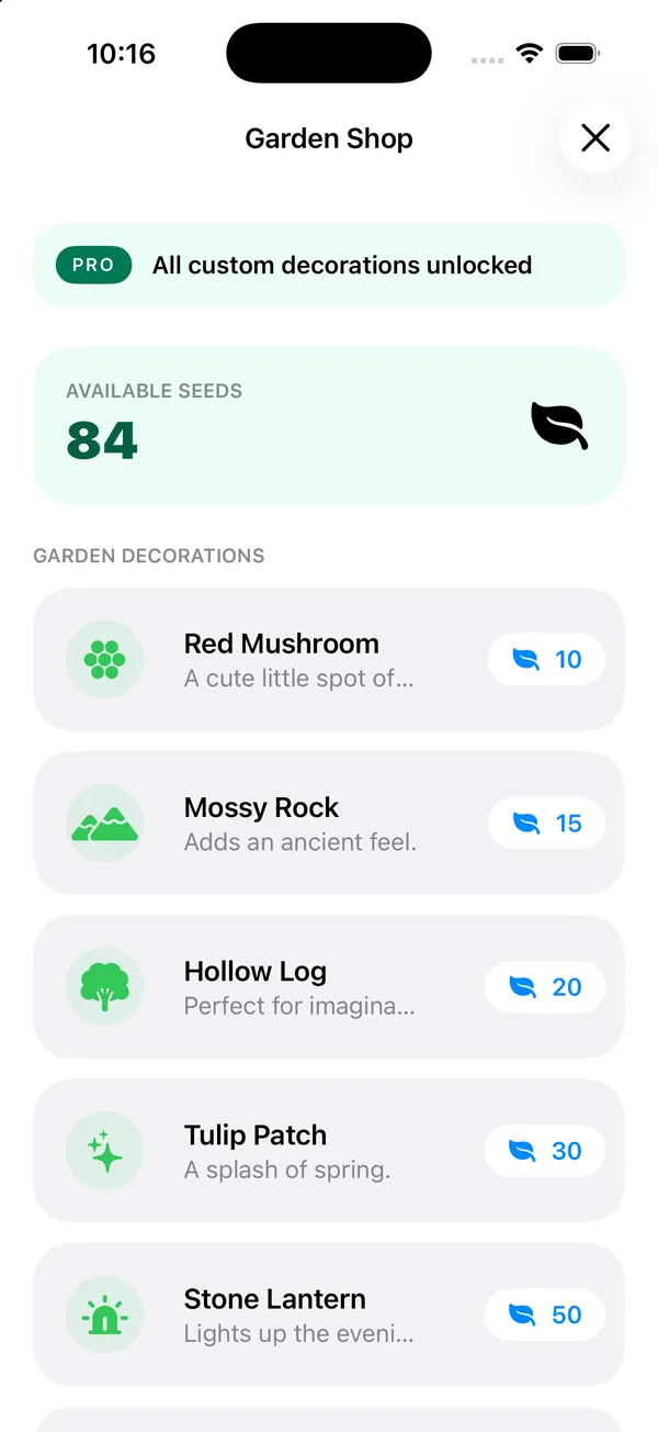 Garden shop screen